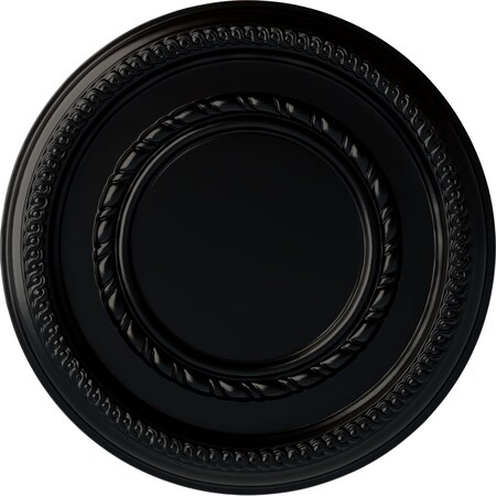 Ekena Millwork Federal Roped Small Ceiling Medallion (Fits Canopies up to 6"), 12 5/8"OD x 1 1/8"P, Jet Black CM12FEBLF